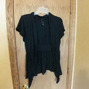 Black short sleeve cardigan